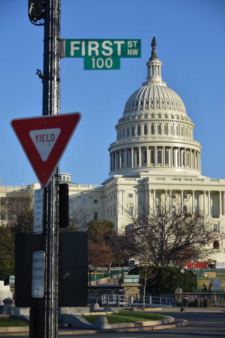 Panorámica del Capitolio de Washington DC desde la calle Uno